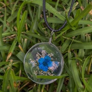 Glass Pressed Flower Necklace